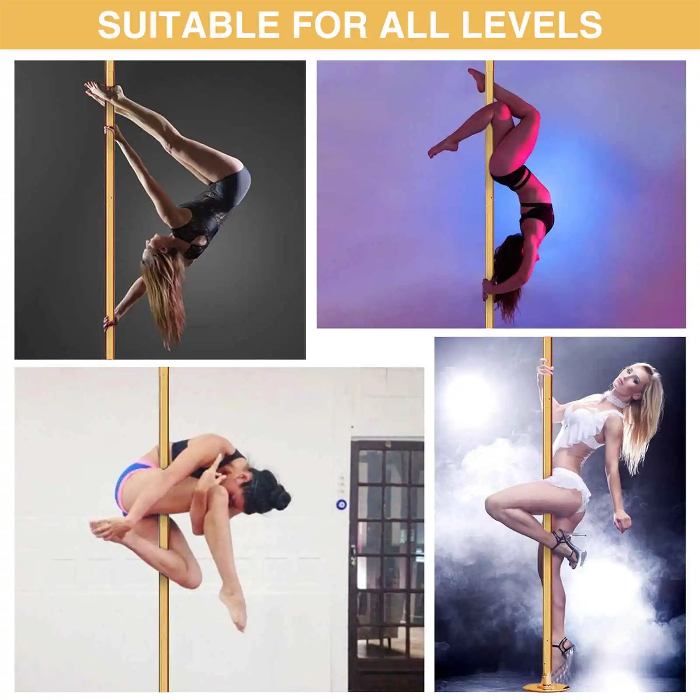 Adjustable Dance Pole Spinning Static Modes Heavy Duty Steel