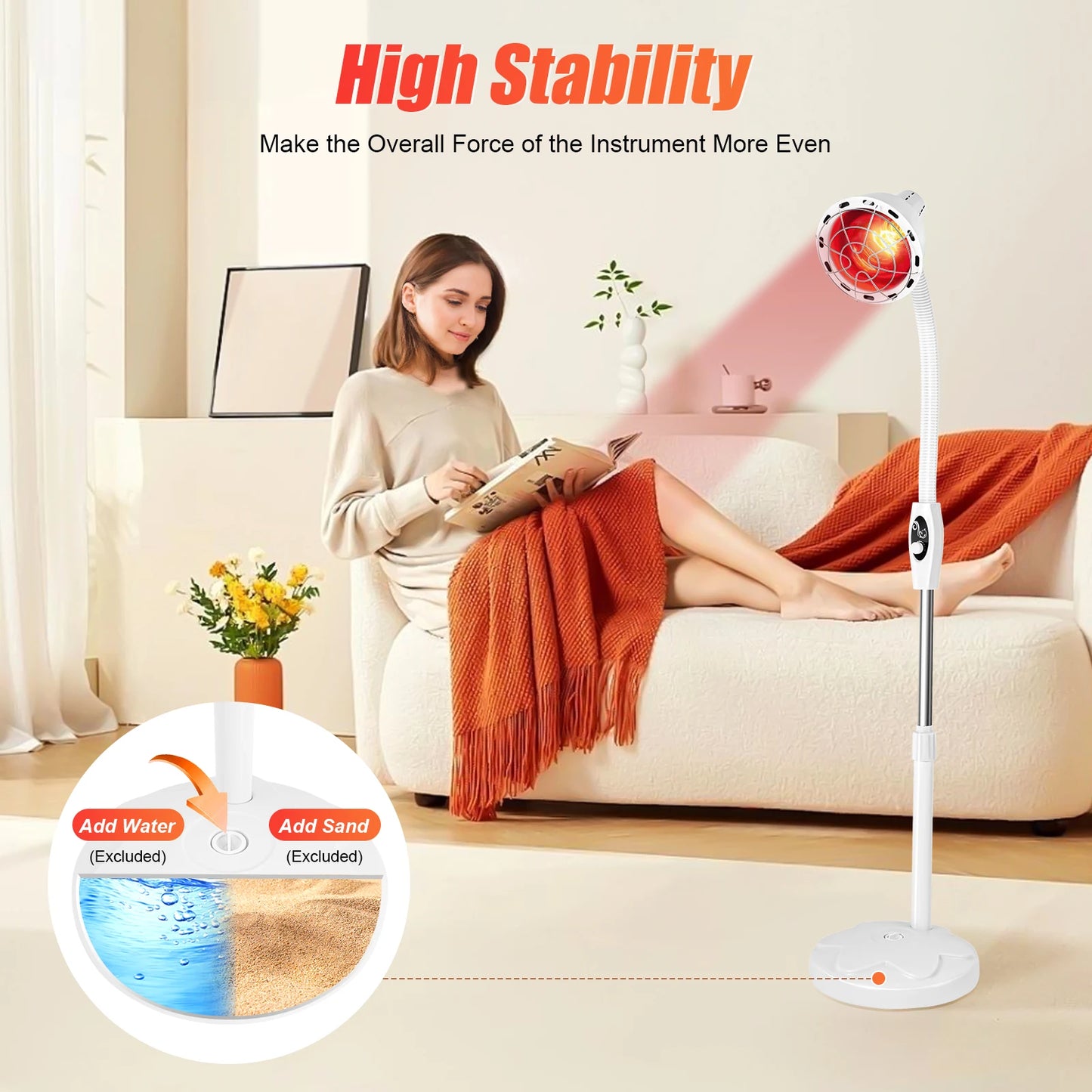 275W Adjustable Infrared Heat Lamp for Muscle Pain Relief Rotatable