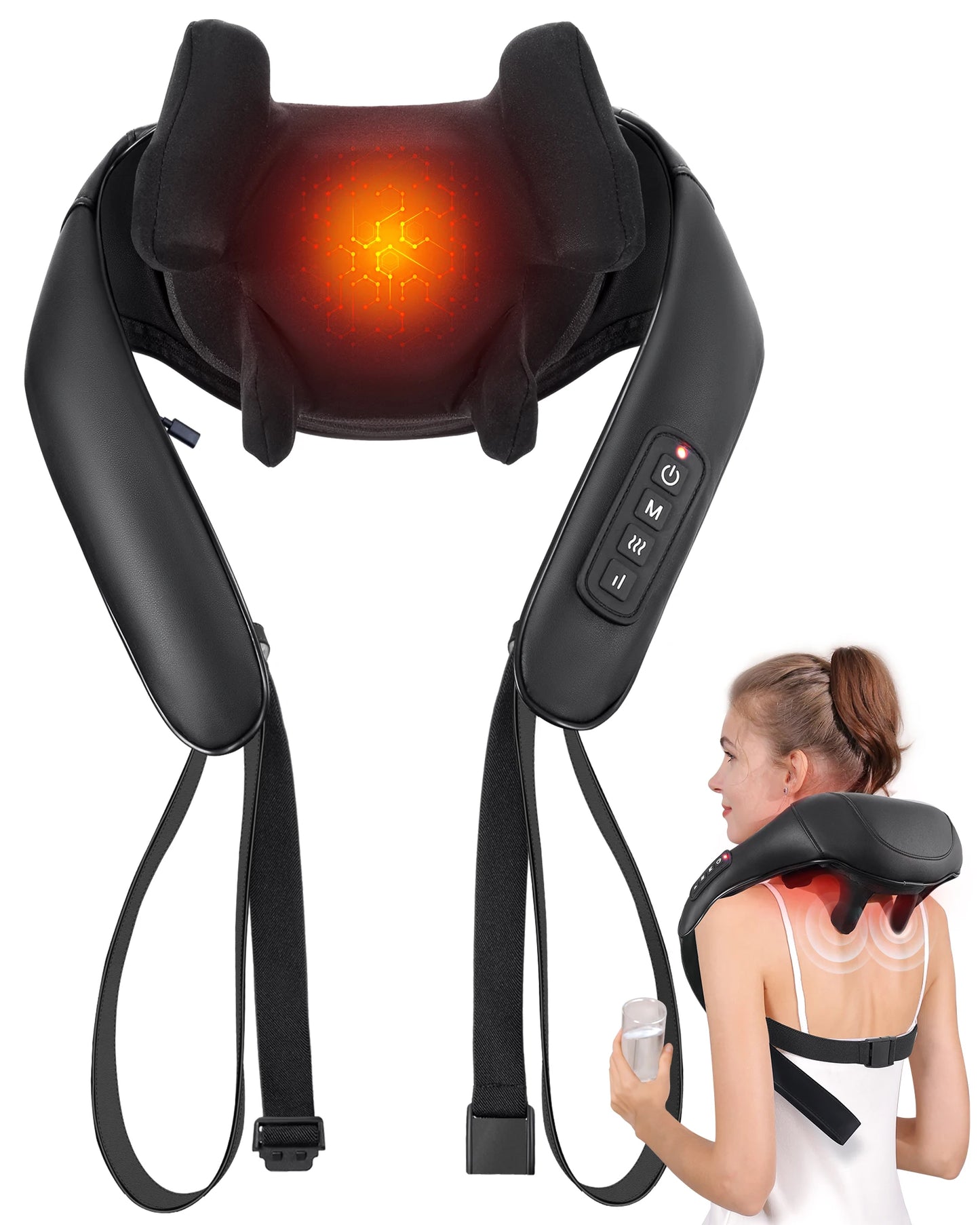 Masgre Shiatsu Back Neck Massager Cordless With Heat 3D Kneading