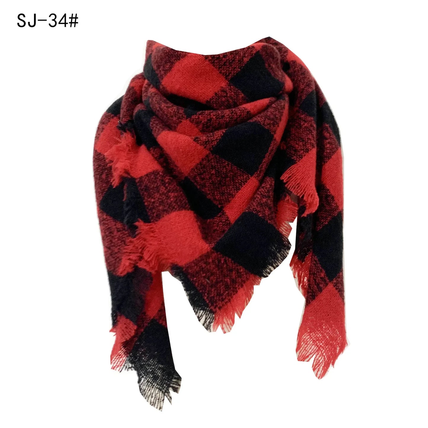 SENAIFEI Women's Triangle Knit Scarf Plaid Pashmina Shawl Wrap