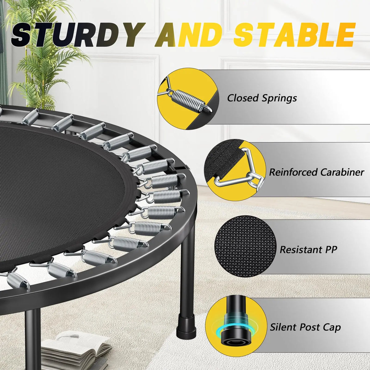 40 Inch Foldable Mini Rebounder Trampoline With U Bar