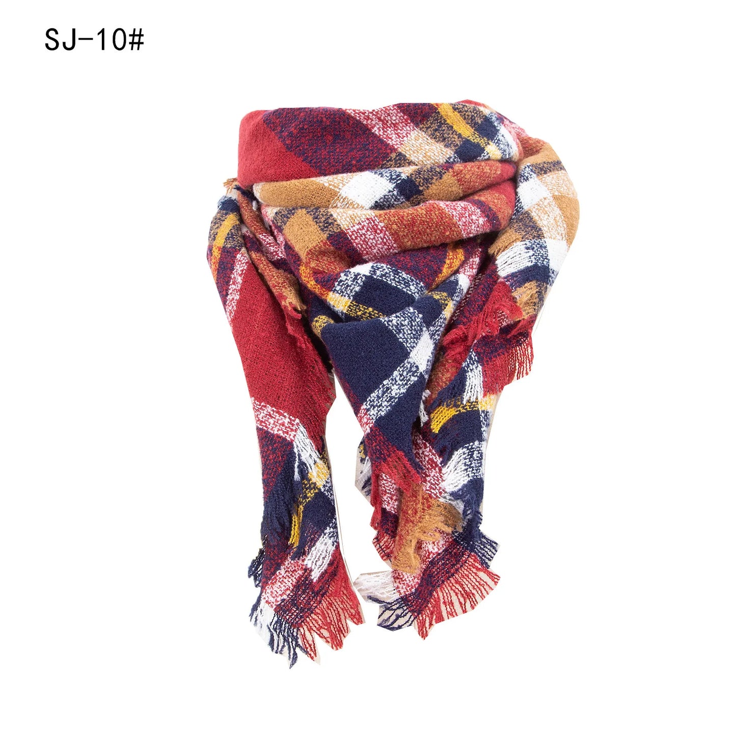 SENAIFEI Women's Triangle Knit Scarf Plaid Pashmina Shawl Wrap
