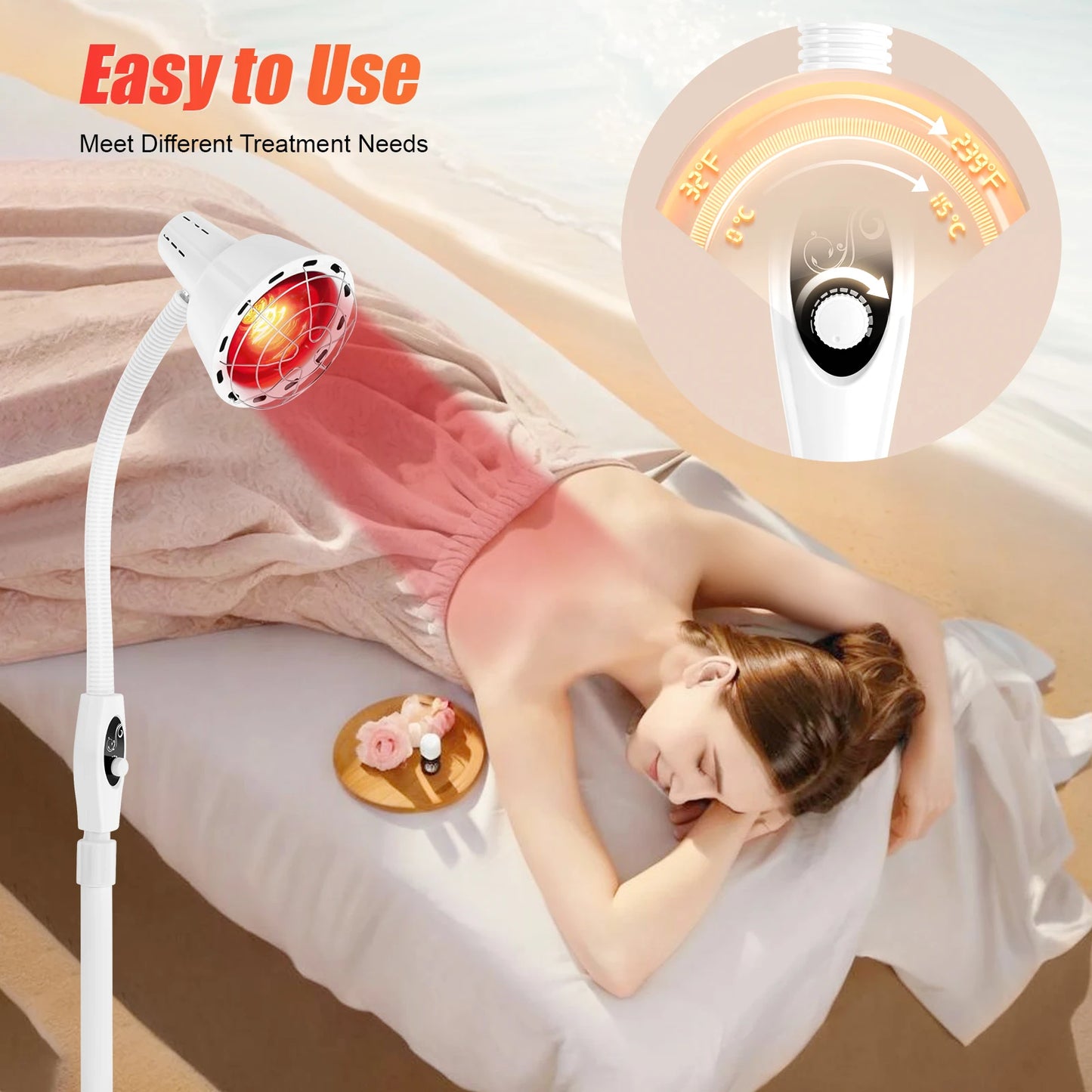 275W Adjustable Infrared Heat Lamp for Muscle Pain Relief Rotatable
