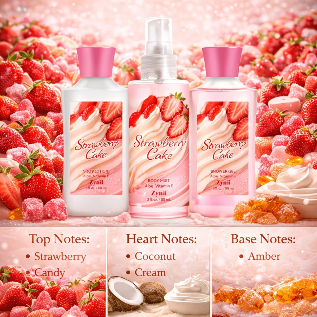 Strawberry Cake Peach And Rose Bath Set Shower Gel Lotion