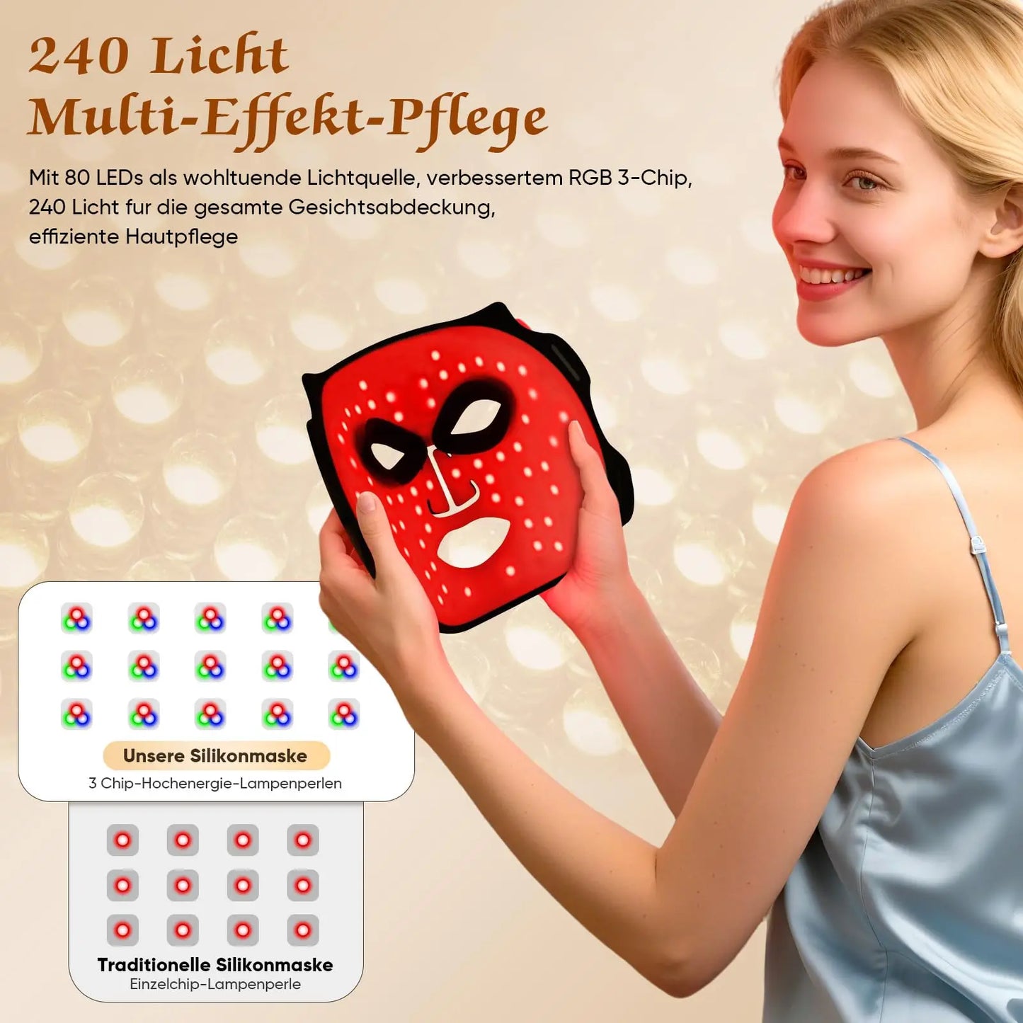LED Facial Mask With Light Therapy For Anti Aging Acne