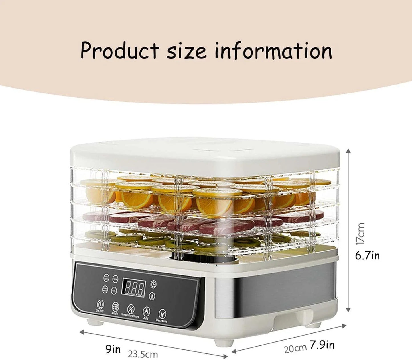 5 Layer Fruit And Vegetable Dehydrator With Adjustable Temperature