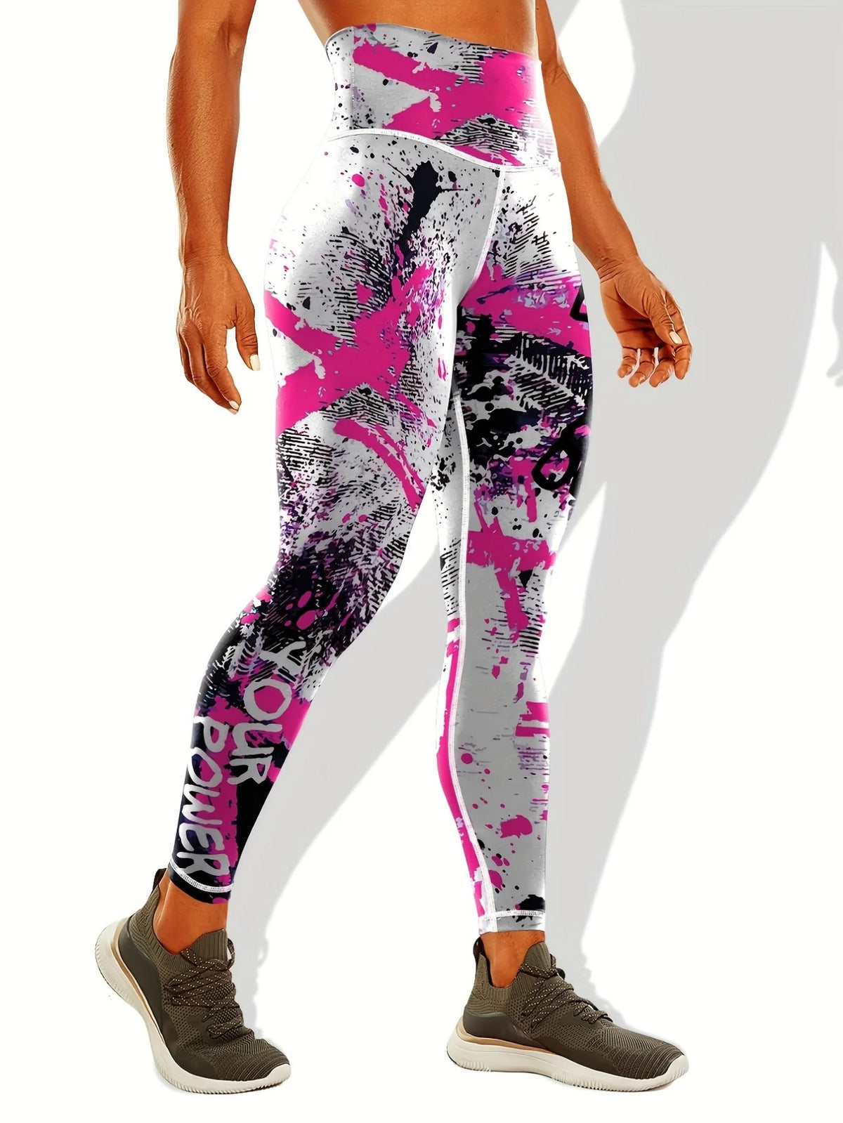Women's High Waist Graphic Yoga Leggings With Utility Pockets