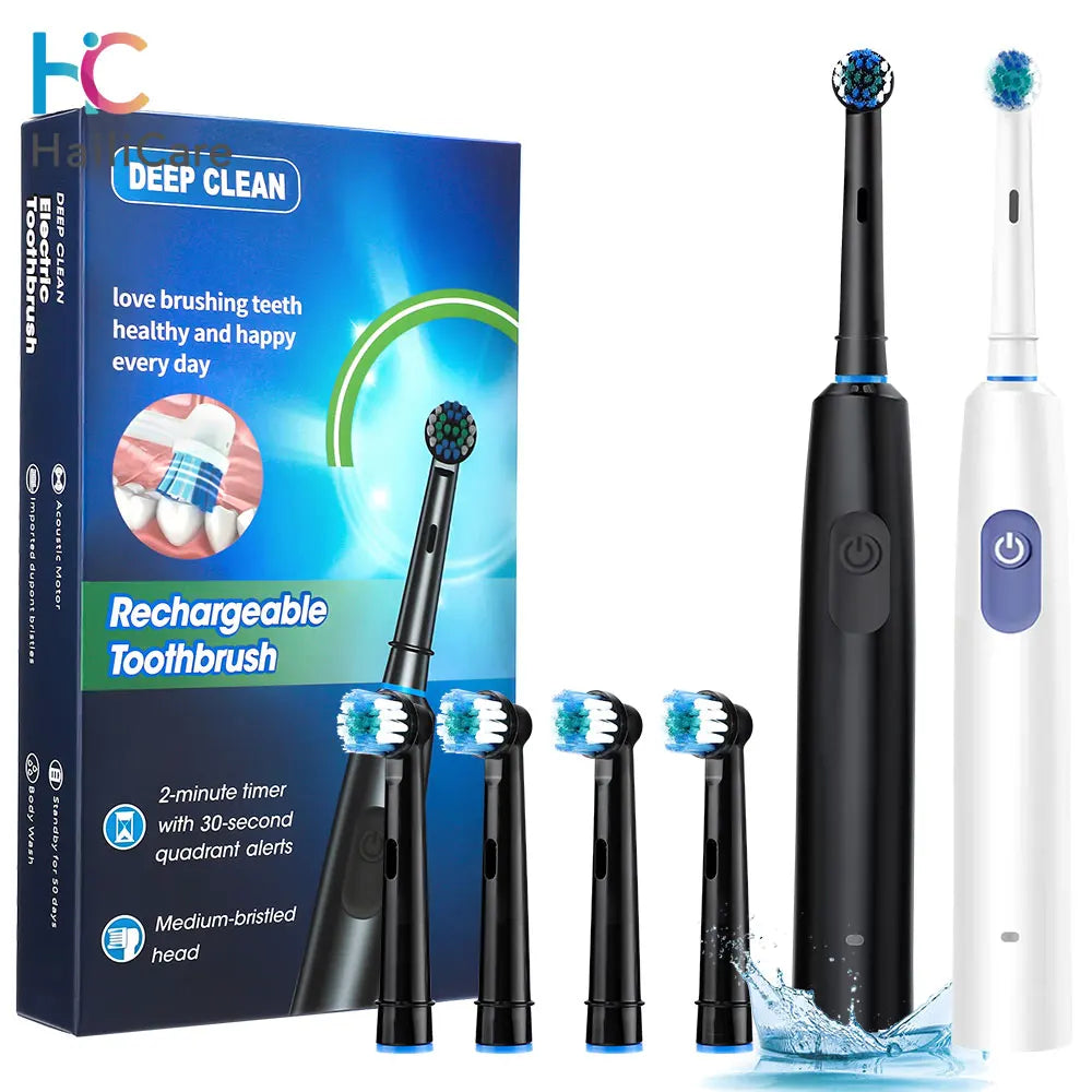 Rechargeable Smart Rotating Electric Toothbrush 4 Heads And 5 Modes