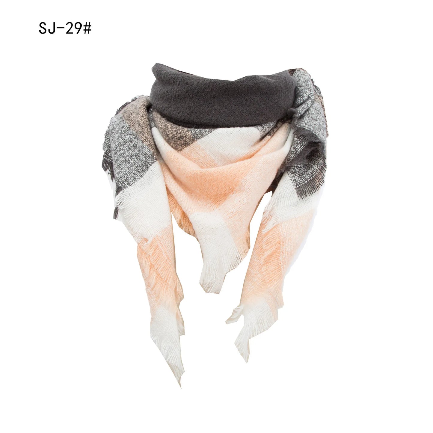 SENAIFEI Women's Triangle Knit Scarf Plaid Pashmina Shawl Wrap