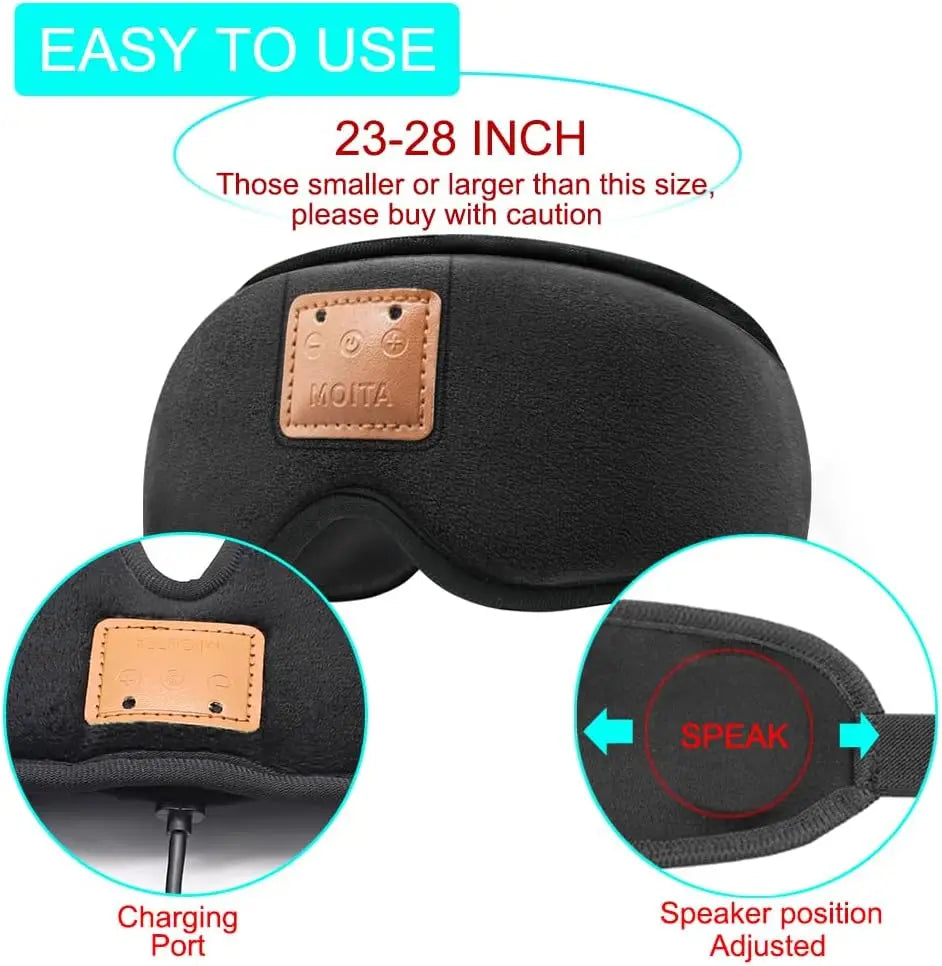 3D Bluetooth Sleeping Eye Mask With Built In Sponge Speakers