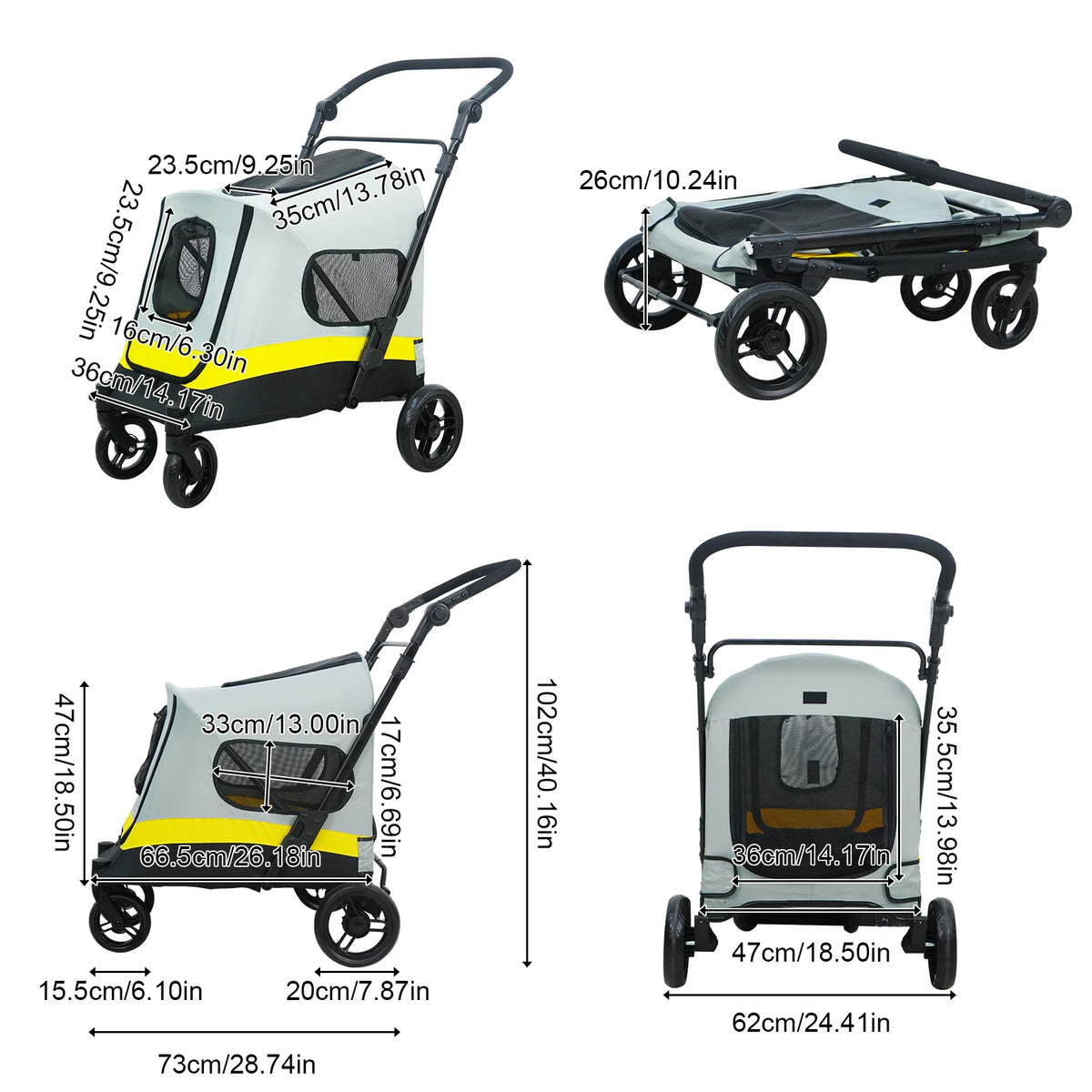 Dual Entry Portable Dog Stroller For All Terrain Outdoor Adventures