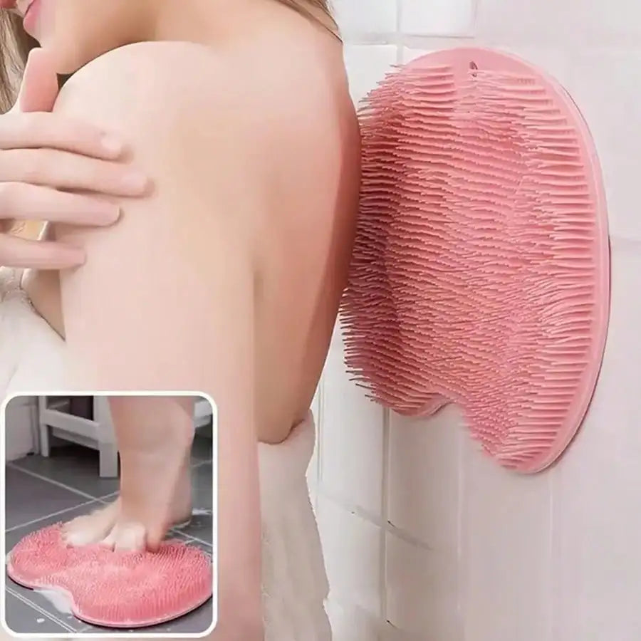 Silicone Shower Massage Mat Foot Scrubber Wall Mount Anti Slip