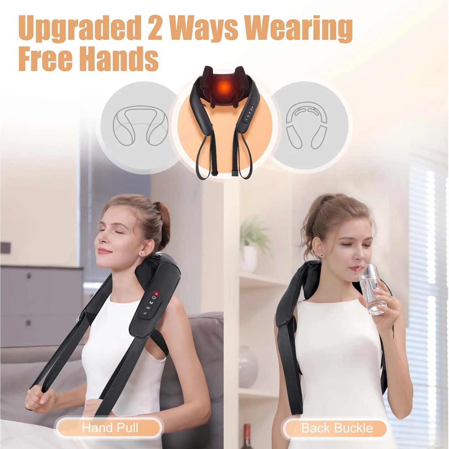 Masgre Shiatsu Back Neck Massager Cordless With Heat 3D Kneading