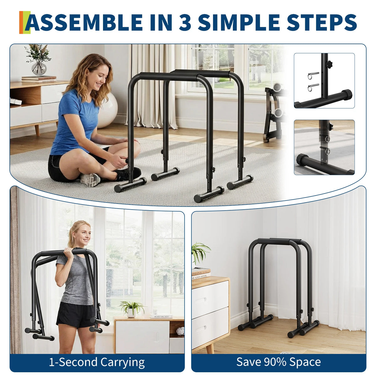 Adjustable Dip Bars Heavy Duty Portable Strength Training Station