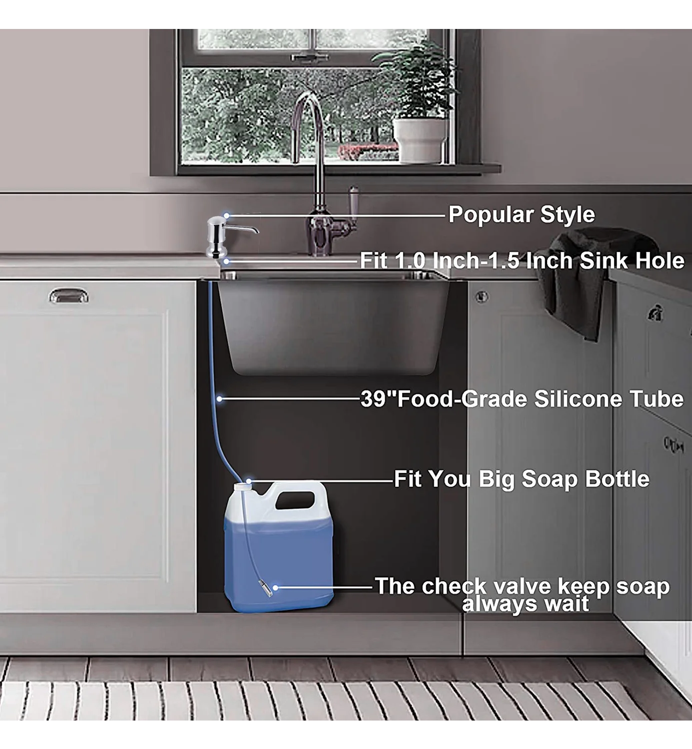 Liquid Soap Dispenser With Extension Tube For Kitchen